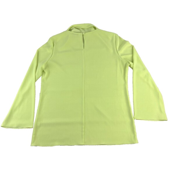 MM. LAFLEUR Blouse XL Crepe Tunic Drape Cowl Neck Long Sleeve Back Keyhole Lime - Picture 3 of 7